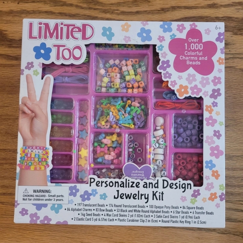 Limited Too 1000 Piece BRAND NEW Girls Jewelry Bead Kit multicolored beads/charm